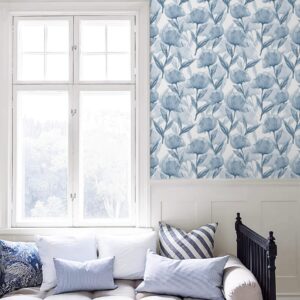 Heroad Brand Boho Floral Peel and Stick Wallpaper Blue and White Flowers Contact Paper for Cabinets Waterproof Contact Paper Removable Self Adhesive Drawer Liner Decoration Paper for Walls 17.3"x78.7"