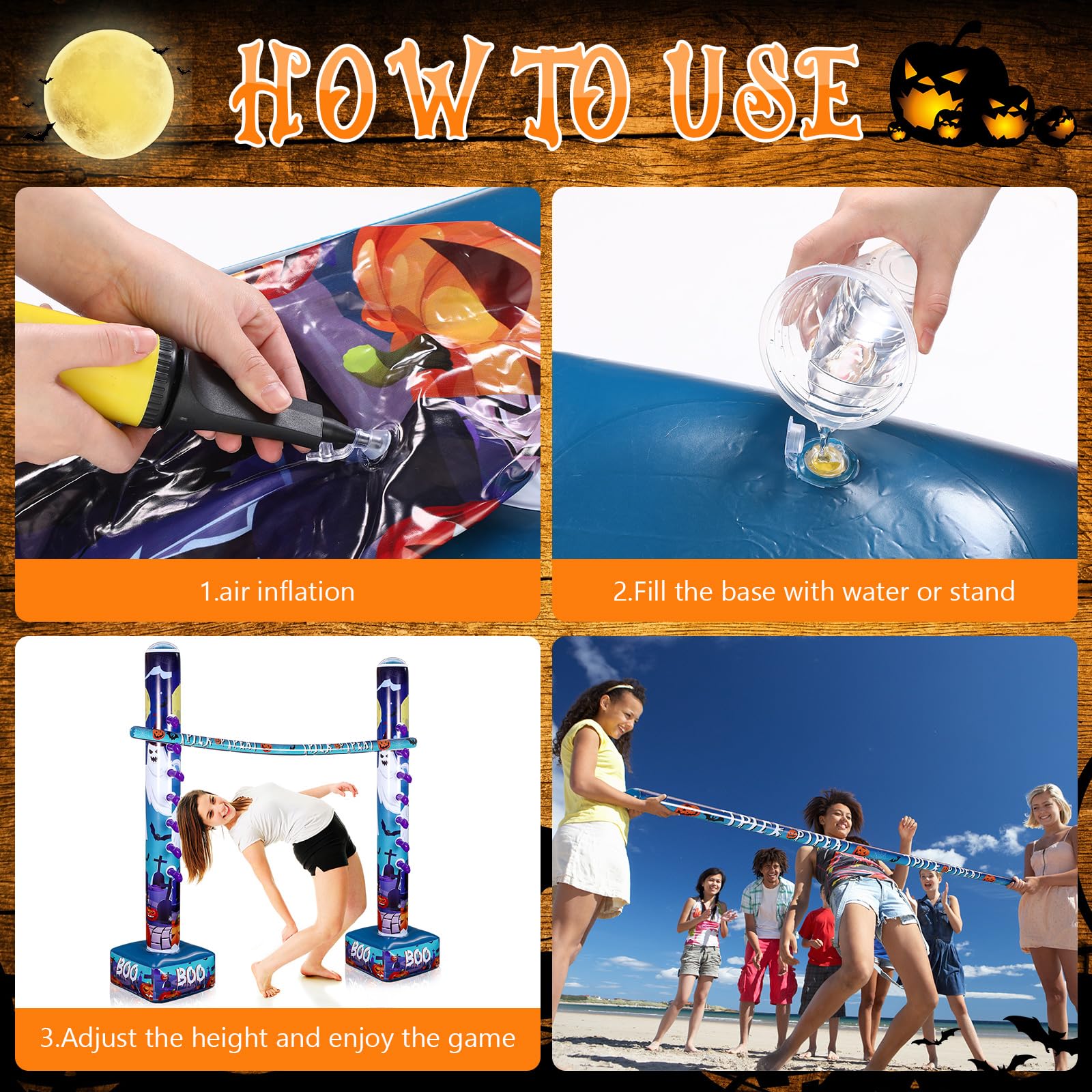 Seenelling Halloween Inflatable Limbo Game Halloween Party Carnival Limbo Stick Halloween Inflatable Game for Halloween Indoor Outdoor Lawn Yard Party Games Supplies(Ghost)