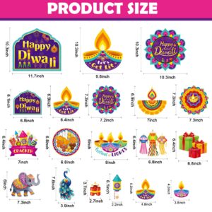 25 Pcs Diwali Hanging Decorations - Diwali Cutout Decor Diwali Sign Diwali Happy Decorations Indian Peacock Hanging Sign Deepawali Sign Diwali Decorations Home Wall Plaque Holiday Festival of Lights