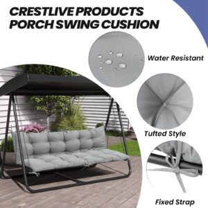 Crestlive Products Outdoor Porch Swing Cushion 60 Inch, Thicker 5" 2-3 Seater Waterproof Outdoor Furniture Cushion Replacement with Fixed Straps for Patio, Lawn, Outdoor, Backyard, Garden