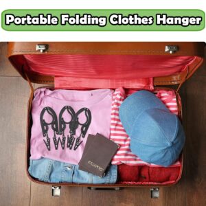 ddseexhe 12 PCS Travel Hangers,Portable Folding Clothes Hanger,Travel Accessories Foldable Travel Hangers with Clips,Foldable Clothes Drying Rack for Travel,Black Plastic Non Slip Clothing Hangers