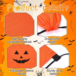 Bulyoou 32 Pcs Halloween Drawstring Backpacks Bulk Halloween Party Favor Bags Trick or Treat Bags Pumpkin Design String Sack Bags Halloween Party Favors Supplies Gift Wrap Bags