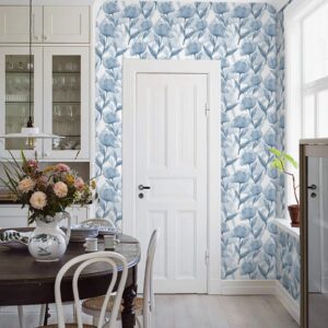 Heroad Brand Boho Floral Peel and Stick Wallpaper Blue and White Flowers Contact Paper for Cabinets Waterproof Contact Paper Removable Self Adhesive Drawer Liner Decoration Paper for Walls 17.3"x78.7"