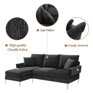 Sectional Couches for Living Room,84 "Modern Chenille L-Shaped Sofa with Reversible Lounge,Convertible Couch Set,4 Seat Furniture with Reversible Chaise,Fit for Living Room, Apartment(2 Pillows)