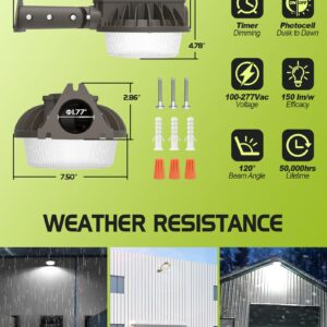 AULACE Barn Lights Outdoor 80W 60W 40W Adjustable, 3000K 4000K 5000K Changeable LED Barn Light with Timed Dimming, 12000LM Dusk to Dawn Outdoor Light with Photocell, Barn Light for Security/Sreet/Yard