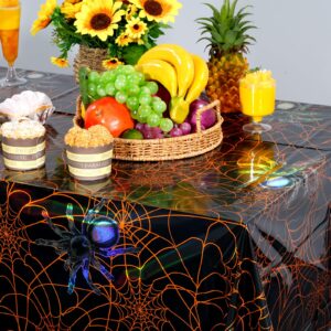 3 Pack Iridescent Halloween Spider Web Tablecloth Party Decorations, Plastic Spider Table Cloth, Disposable Halloween Table Decor Backdrop Banner for Haunted House Halloween Party Supplies, 54x108Inch