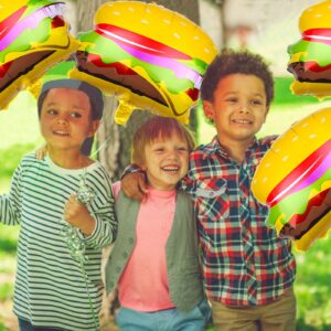 4PCS Hamburger Balloons Foil Aluminum Balloon Birthday Party Decorations for Baby Shower Kids Snacks Themed Party Supplies for Girl Boy