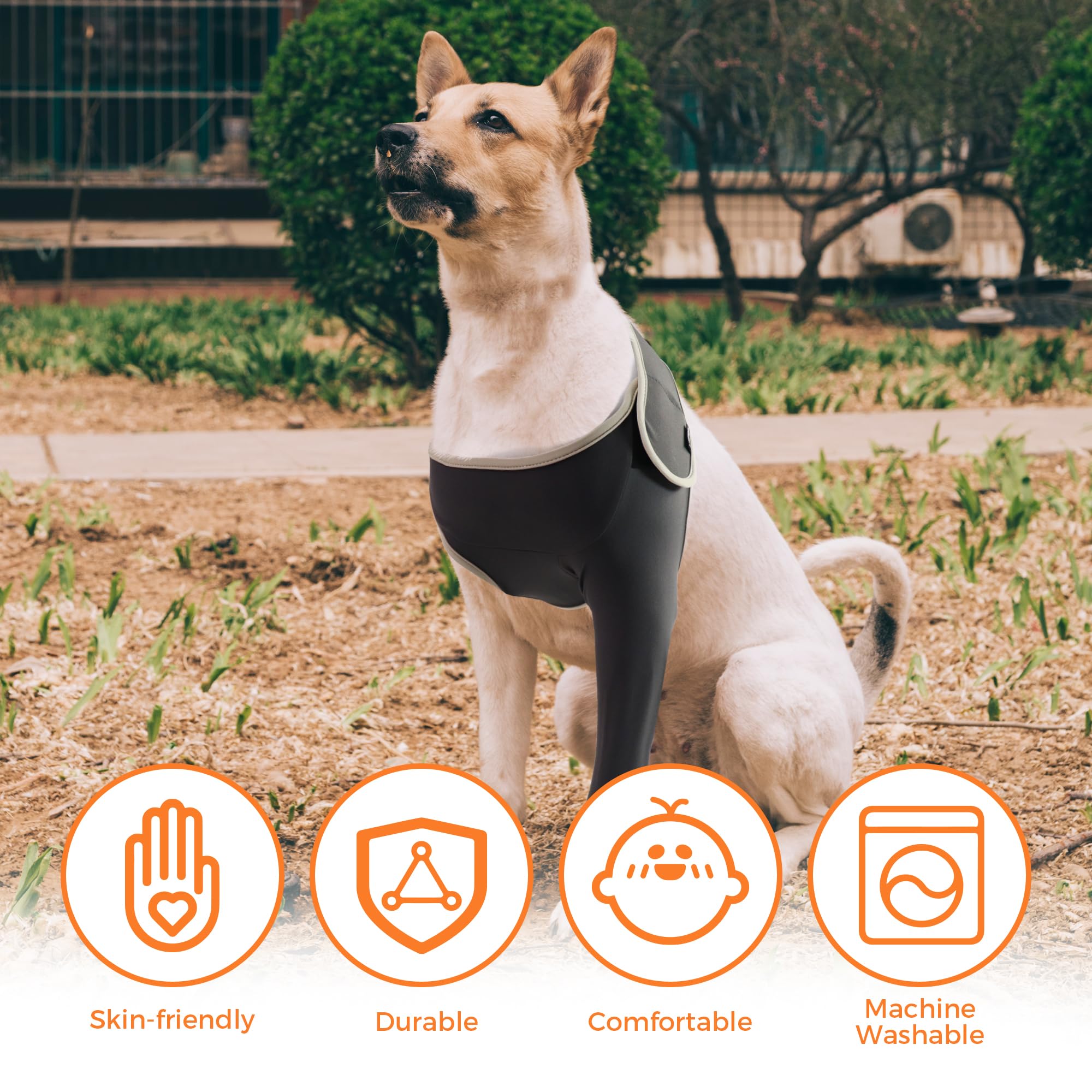 Hilltown Dog Elbow Pad Front Leg Protector to Prevent infect and Scratching - Injury Protection for Dog Elbow, Post-Surgery Recovery - Front Leg Brace for Dogs（Left Leg M）