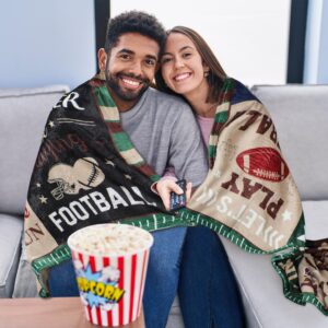 Poekuao Large Football Throw Blanket for Football Lovers, Football Gifts for Boys, Football Blankets, Gifts for Coach Football Fan on Birthday