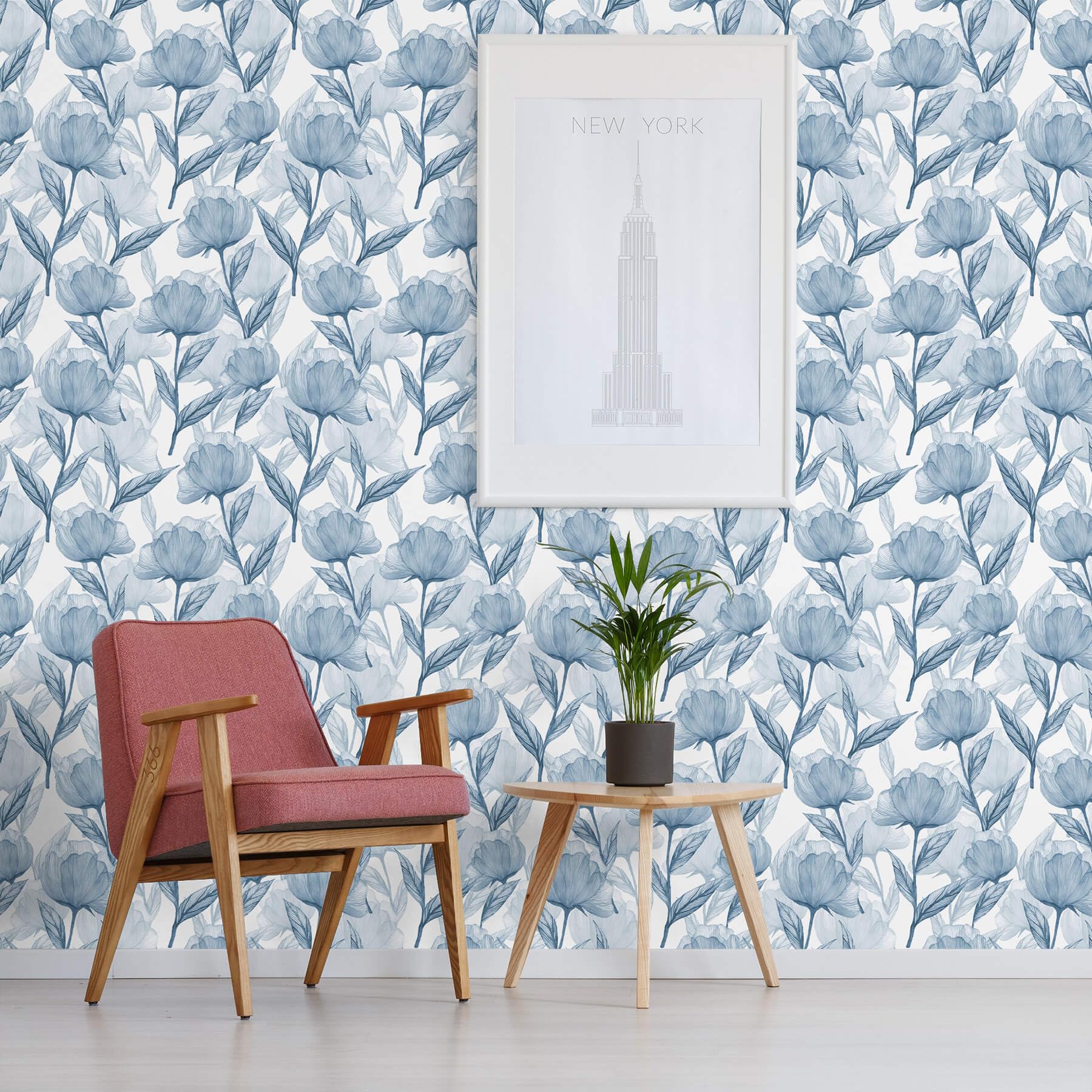 Heroad Brand Boho Floral Peel and Stick Wallpaper Blue and White Flowers Contact Paper for Cabinets Waterproof Contact Paper Removable Self Adhesive Drawer Liner Decoration Paper for Walls 17.3"x78.7"