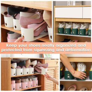 SummerVines 20 Pack Shoe Slot Organizer, Shoe Stacker Holders For A Pair Of Shoes, Adjustable Thickening Double Layer 50% Shoe Space Saver Rack Riser For Closet, White