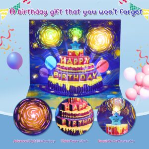 VUBOJO UPGRADED 3D Pop Up Firework birthday card, with Music and LED firework Birthday Cards with Blowable birthday candles. Birthday Gift for Mom,Dad, Women, Men, Wife, Grandma, Grandpa