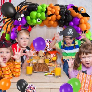 Halloween Balloons Garland Arch Kit, Black Orange Purple Green Confetti Latex Balloons for Kids Halloween Birthday Halloween Theme Party Decorations...