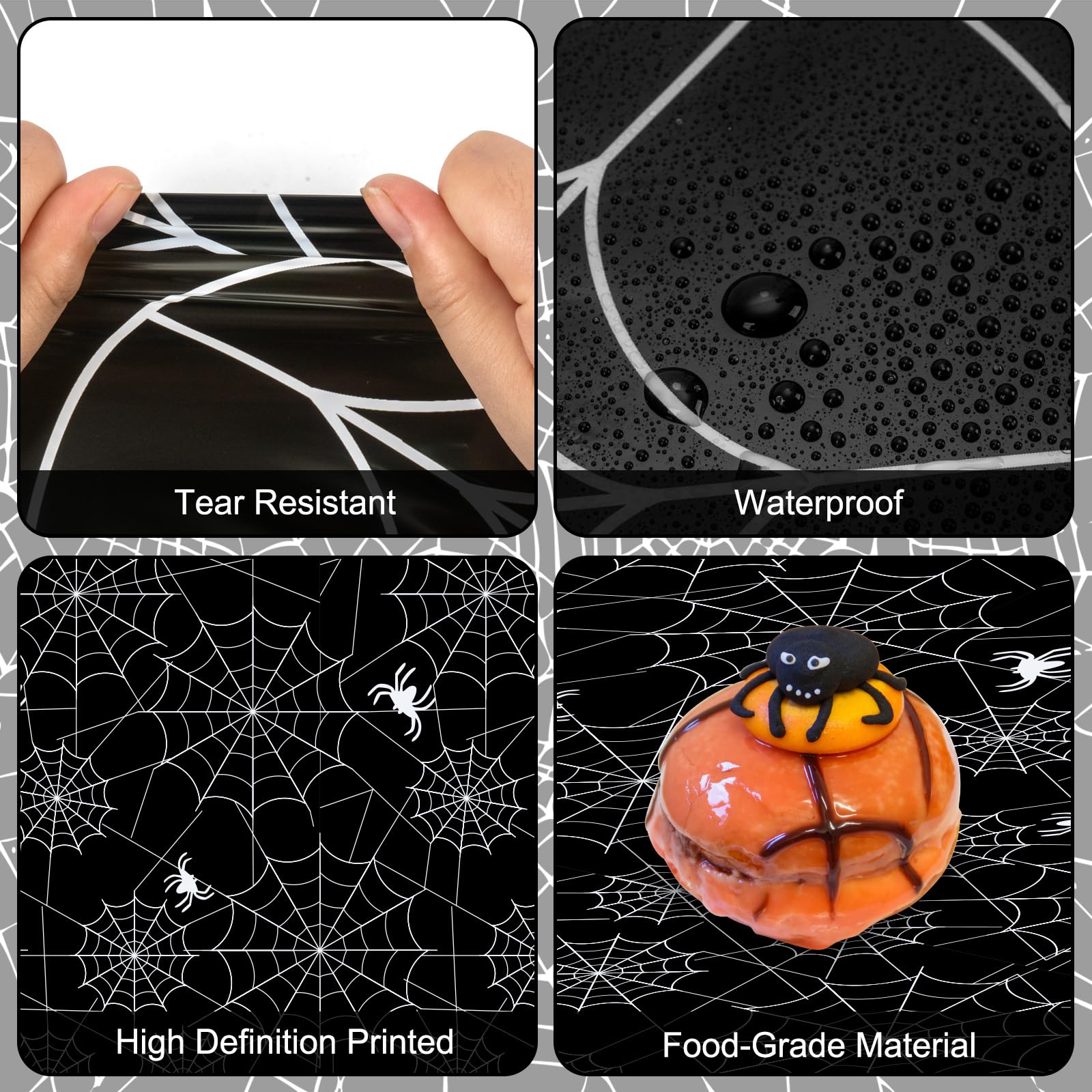 2 Pcs Halloween Tablecloth - Plastic Halloween Spider Webs Table Cloth, Black Disposable Rectangle Spiderweb Table Cover for Halloween Party Decorations Supplies Favors Table Decor, 108 x 54 Inch