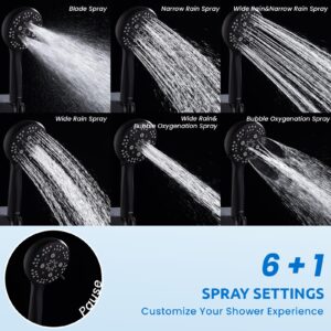 Ryamen Upgraded Dual Shower Heads Combo, 10 inch Filtered Shower Head with Handheld, 3-Way Rain Shower Head with Filters, 7 Settings Handheld Spray, High Pressure, Height Adjustable (Black)