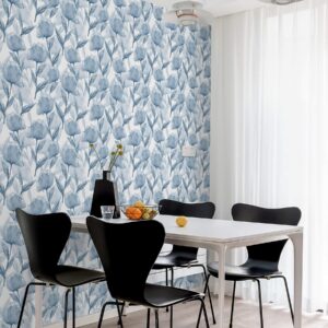 Heroad Brand Boho Floral Peel and Stick Wallpaper Blue and White Flowers Contact Paper for Cabinets Waterproof Contact Paper Removable Self Adhesive Drawer Liner Decoration Paper for Walls 17.3"x78.7"