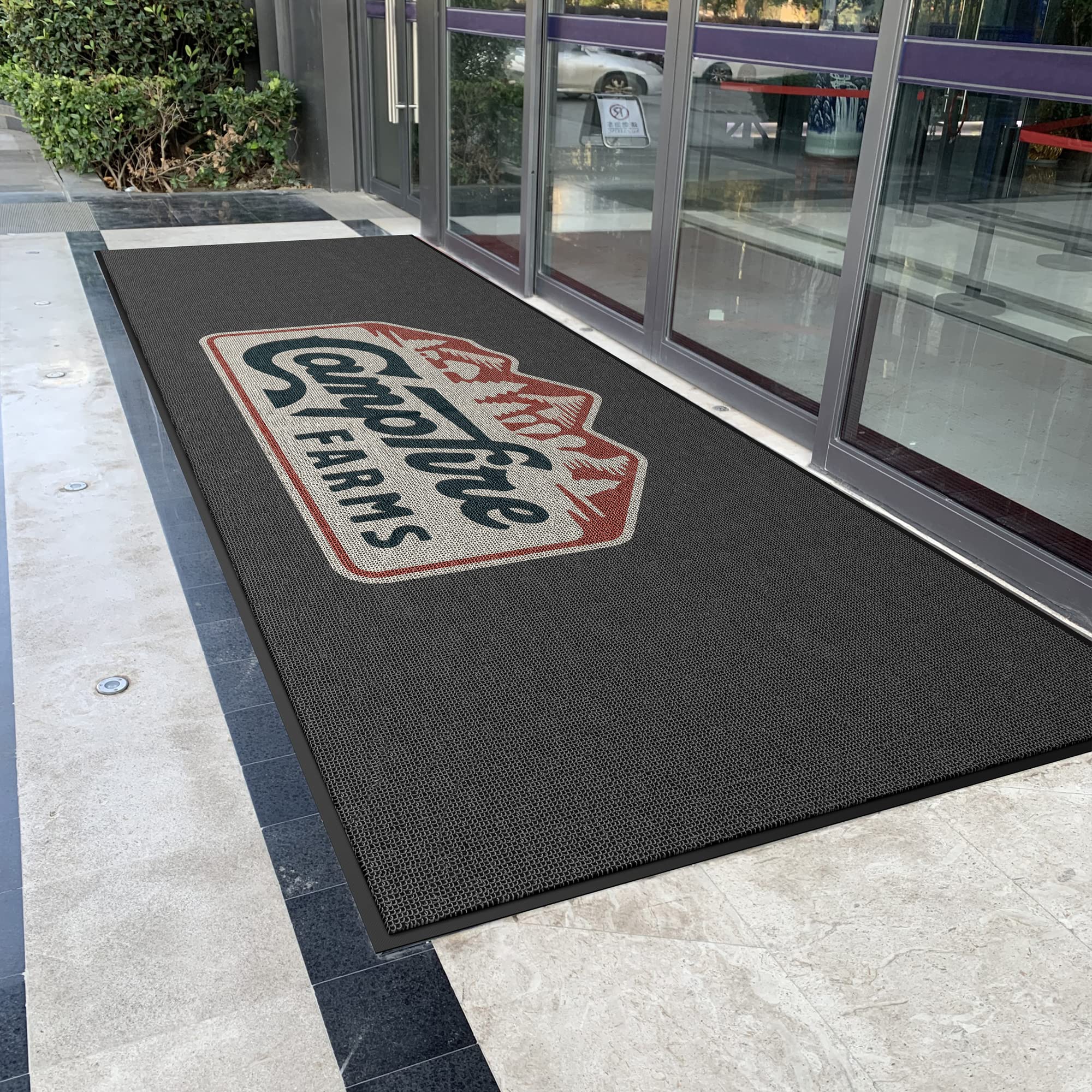 MAOVOT Custom Logo Commercial Grade Area Rugs Indoor Outdoor Door Mats Non-Slip Quick Drying Washable Entryway Carpet for Home, Garden, Office, Hotel 3' x 6'