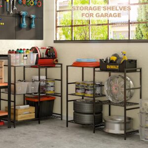 6-Tier Small Garage Shelf, Utility Garage Shelving Units and Storage, Heavy Duty Wire Shelving Metal Storage Shelves, Standing Shelf for Pantry, Laundry Room, Kitchen 34.72"L x 12.63"W x 30.94"H Black