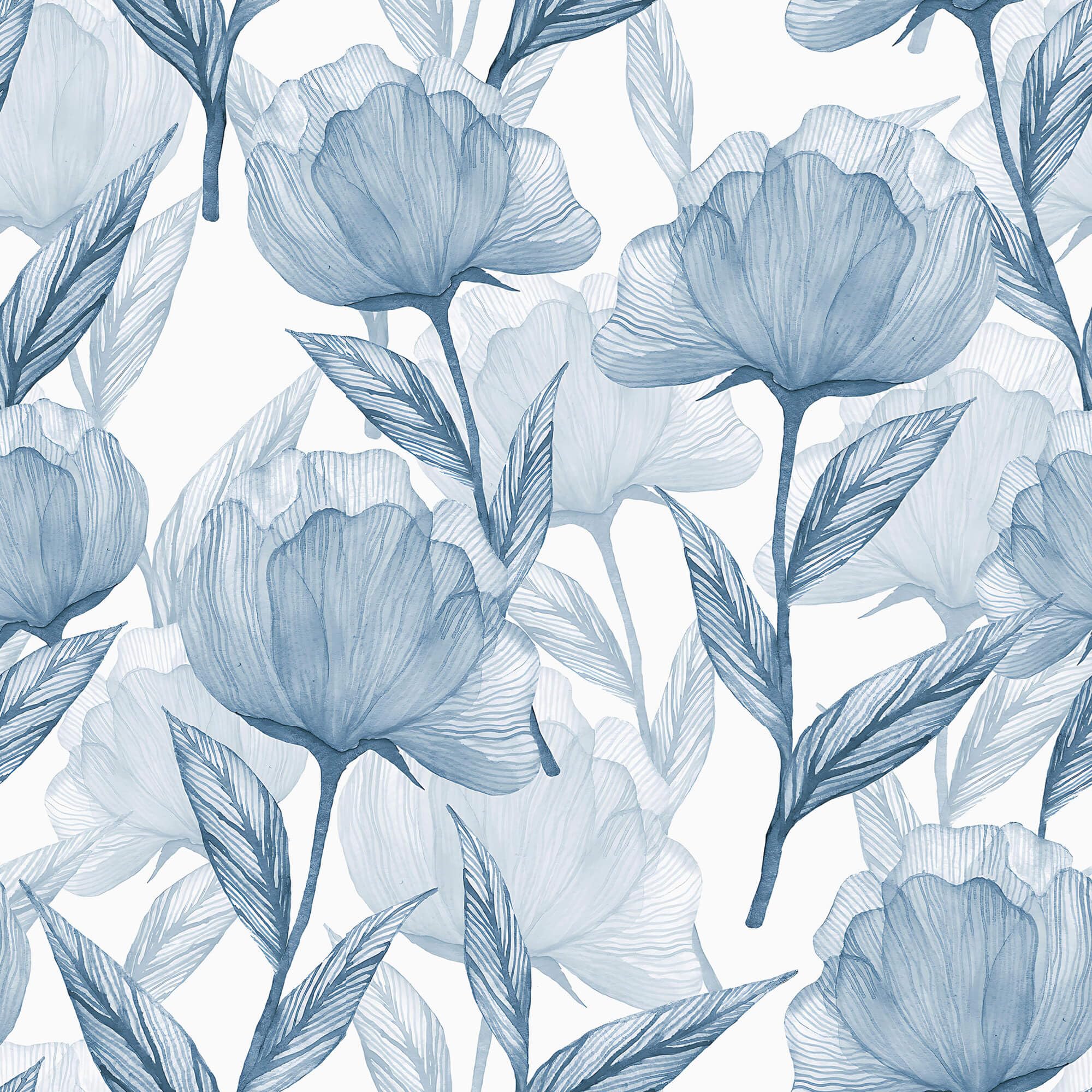 Heroad Brand Boho Floral Peel and Stick Wallpaper Blue and White Flowers Contact Paper for Cabinets Waterproof Contact Paper Removable Self Adhesive Drawer Liner Decoration Paper for Walls 17.3"x78.7"