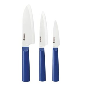 KYOCERA INNOVATIONwhite 3PC SET 5.5" SANTOKU, 4.5" UTILITY, 3" PARING/BLUE