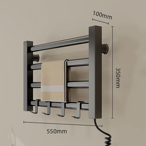 KHZKHC Towel Warmers 80w, Electric Heated Towel Dryer, One-Button 55 ° C, Punching/No Punching, Ipx4 Waterproof No Leakage, for Kitchen, Bathroom, Bedroom, Study Corridor