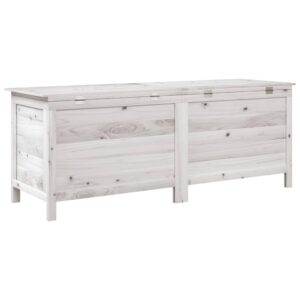 KCCLVER Patio Storage Box White 59.1"x19.7"x22.2" Solid Wood Fir,Durable Wooden Patio Storage Box with Ample Space for Outdoor Cushions and Toys Storage Boxes for Patio, Lawn & Garden