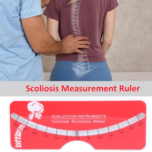 PASNMKvn Scoliosis Testing Meter Metal Spine Scoliometer Measuring Tool For Hospital 0‑30° Testing Protractors, Red