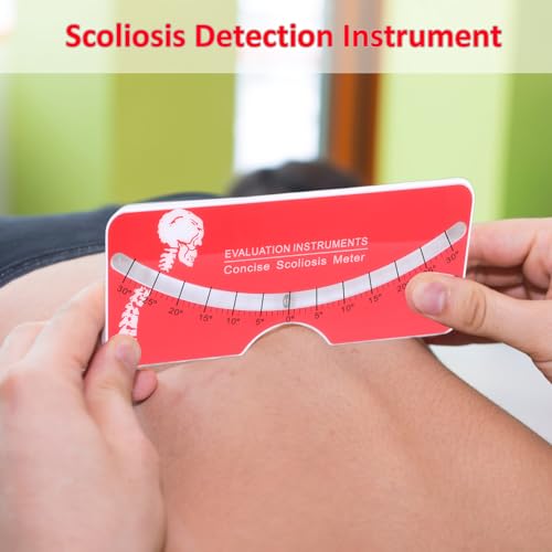 PASNMKvn Scoliosis Testing Meter Metal Spine Scoliometer Measuring Tool For Hospital 0‑30° Testing Protractors, Red