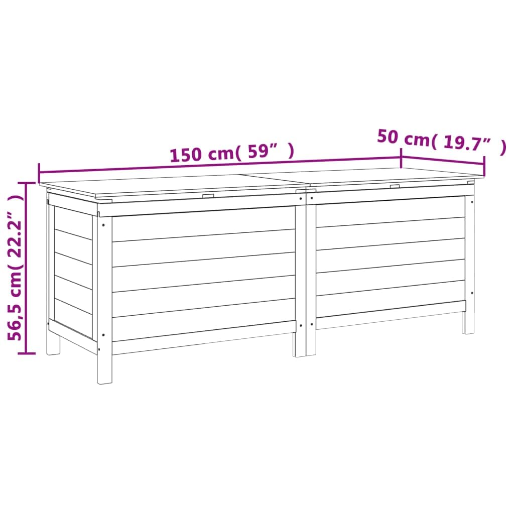 KCCLVER Patio Storage Box White 59.1"x19.7"x22.2" Solid Wood Fir,Durable Wooden Patio Storage Box with Ample Space for Outdoor Cushions and Toys Storage Boxes for Patio, Lawn & Garden