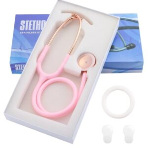 professoRs Pink Stethoscope for Students Nurse Doctor, Beautiful Gold-Plated Stetho for Clinical Use, Professional high-sensitivity fiber membrane, Double Sided Stethoscope by professoR