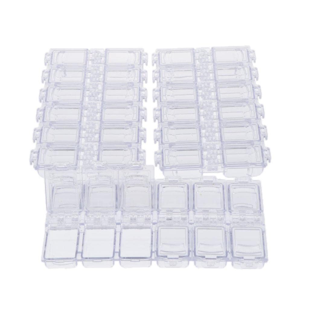 Luzhengyang 12 Slots Gemstone Storage Box Plastic Case - Jewelry Organizer with Clear Compartments for Beads, Nail Tips, and More - Plastic Container for Home and Office - Clear