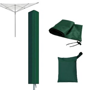 zxingchi clothes drying rack cover rotary clothes line cover outdoor umbrella washing line cover 600d oxford fabric waterproof windproof for all rotary dryer washing lines(green,71x6x6inch)