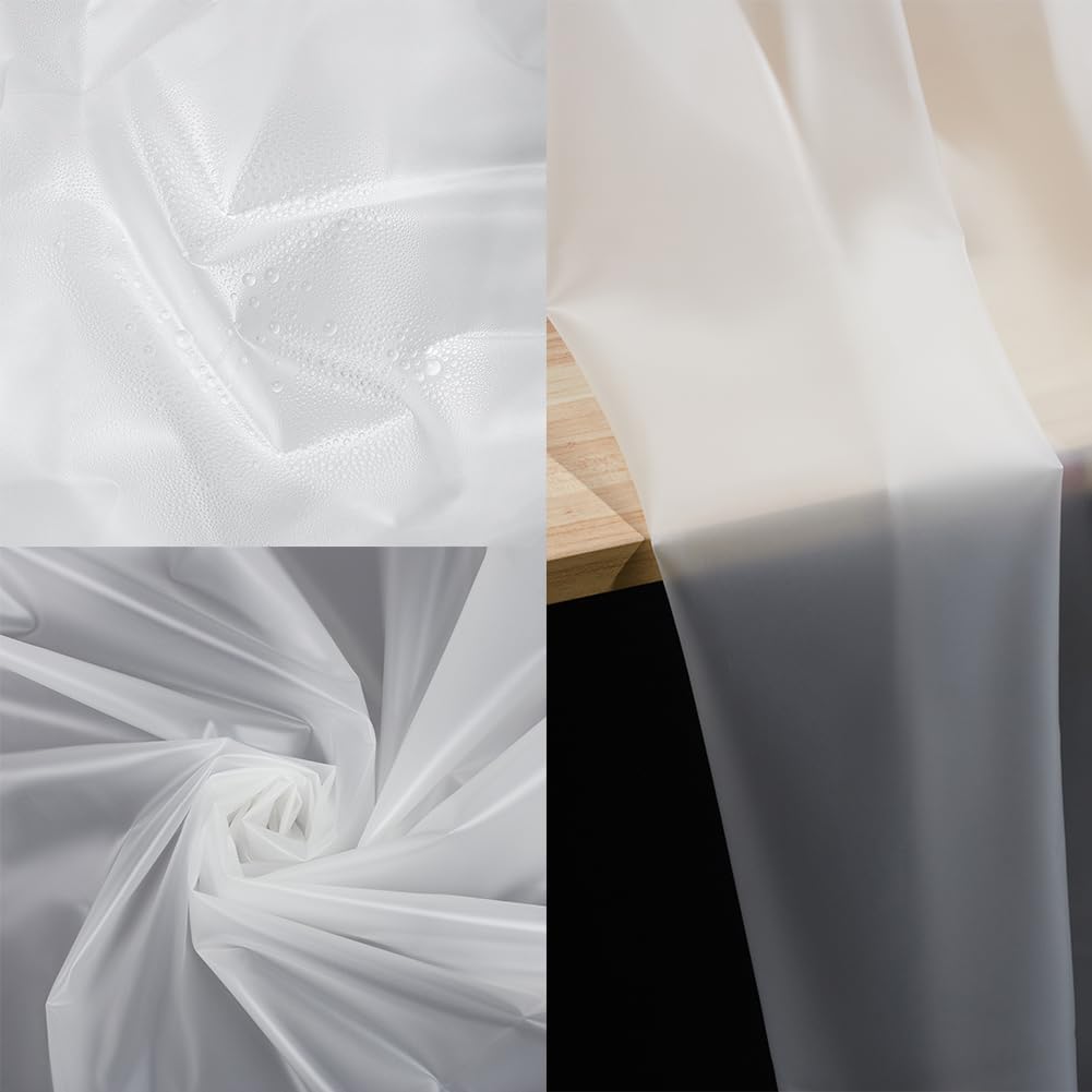 NBEADS 39"×53.9" Translucent Fabric, 8mil Thick WhiteSmoke TPU Fabric Waterproof Clothing Frosted Waterproof Material for Raincoat DIY Perspective Clothing Sewing Craft Decoration