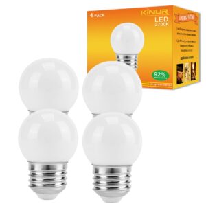 kinur g40 small low wattage led edison bulb 2700k 2 watt-15 watt equivalent, e26 base low watt soft warm light bulbs for healthy sleep and baby nursery light 4 pack