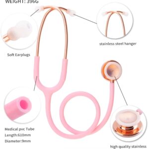 professoRs Pink Stethoscope for Students Nurse Doctor, Beautiful Gold-Plated Stetho for Clinical Use, Professional high-sensitivity fiber membrane, Double Sided Stethoscope by professoR