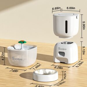 Sandpoy Automatic Cat Feeder and Water Dispenser FW1, 3L Cat Food Dispenser with Locking Lid, Two-in-One Set Timed Cat Feeder for Cats and Puppies, Pet Feeder with Portion Control, 4 Daily Meals