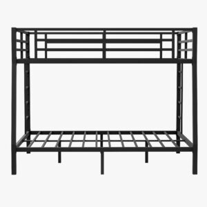 Full XL Over Queen Bunk Beds with Ladder and Full Length Guardrail, Heavy Duty Bunk Beds/Full XL Over Queen Bunk Bed for Adults, Teens, Full XL Over Queen Bunk Bed Black