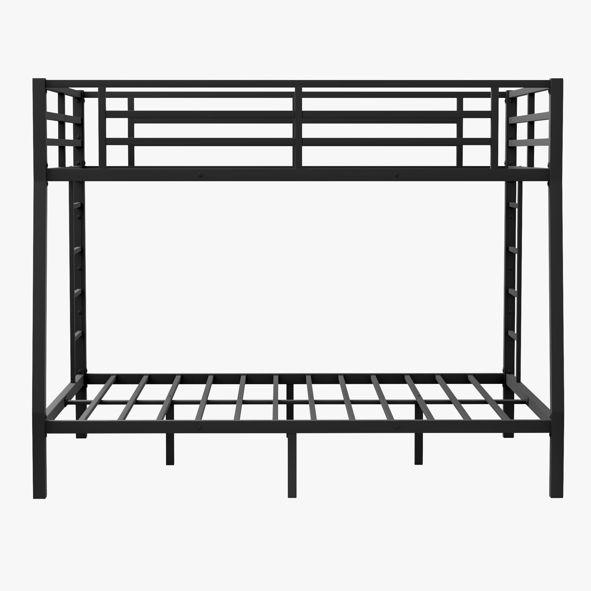 Full XL Over Queen Bunk Beds with Ladder and Full Length Guardrail, Heavy Duty Bunk Beds/Full XL Over Queen Bunk Bed for Adults, Teens, Full XL Over Queen Bunk Bed Black