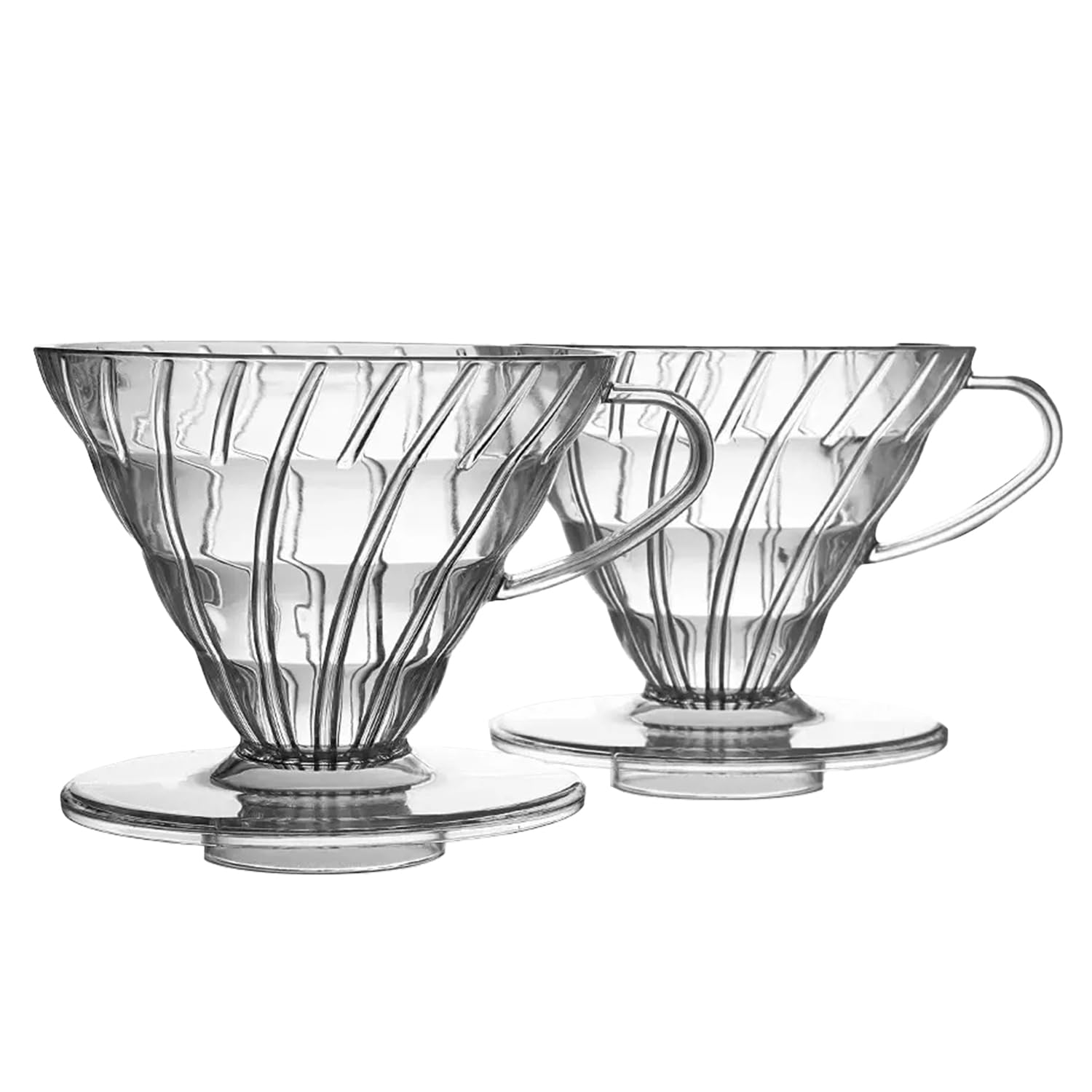 Marirao V60 Plastic Coffee Dripper,Pour Over Coffee Makers, (Clear, Large, 2-4Cups)