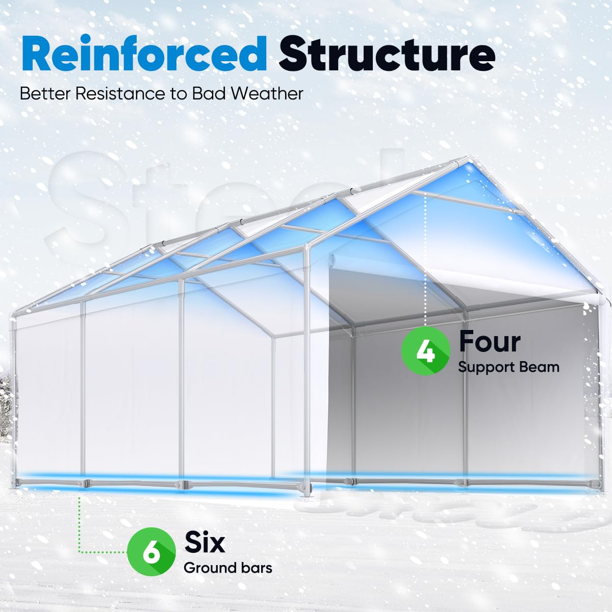 Quictent 13’x20’ Heavy Duty Carport Car Canopy Galvanized Car Boat Shelter with Removable Sidewalls, Reinforced Top Poles and Ground Bar-White