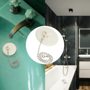 2Pcs Tub Stopper, Rubber Bathtub Stoppers Drain Plug with Stainless Steel Beaded Chain, Bathroom Plug Fit for 1.5" to 2" Kitchen Sink, Bathroom Bath tub, White