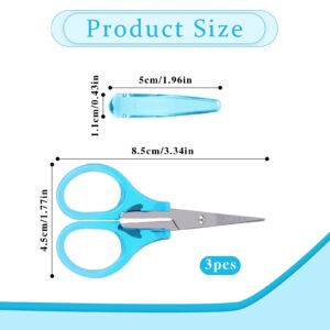 3Pcs Detail Mini Craft Scissors Set Stainless Steel Scissors with Protective Cover Small Scissors All Purpose Craft Scissors Precision Straight Fine Tips Design for Paper Cutting,Scrapbooking