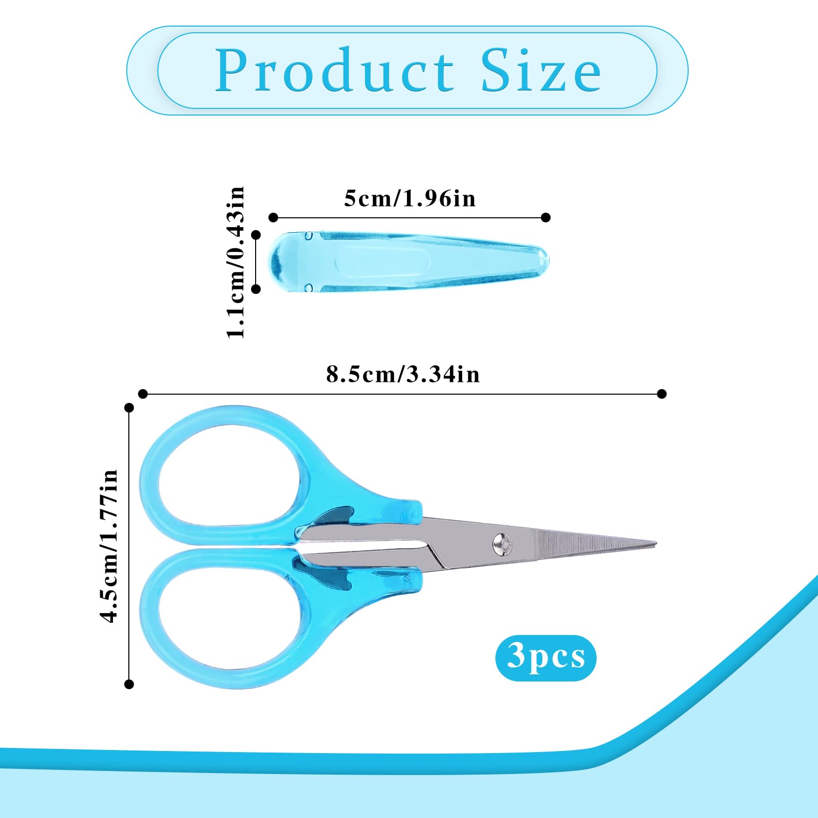 3Pcs Detail Mini Craft Scissors Set Stainless Steel Scissors with Protective Cover Small Scissors All Purpose Craft Scissors Precision Straight Fine Tips Design for Paper Cutting,Scrapbooking