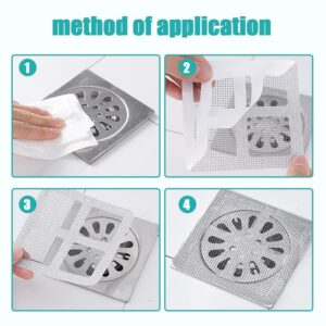 2024 Upgraded Disposable Hair Drain Stickers, Multifunctional Disposable Shower Drain Hair Catcher Mesh Stickers, Drain Cover Hair Catcher for Bathroom Laundry Bathtub Kitchen (4inch, 50pcs)