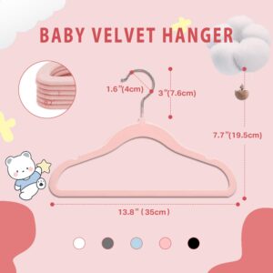 Wellong Baby Velvet Hangers, 14 Inches Kids Clothes Hangers, Non-Slip Childrens Hangers for Shirts, Pants, Skirts, Dresses, Jackets, Coat, 32 Pack Pink