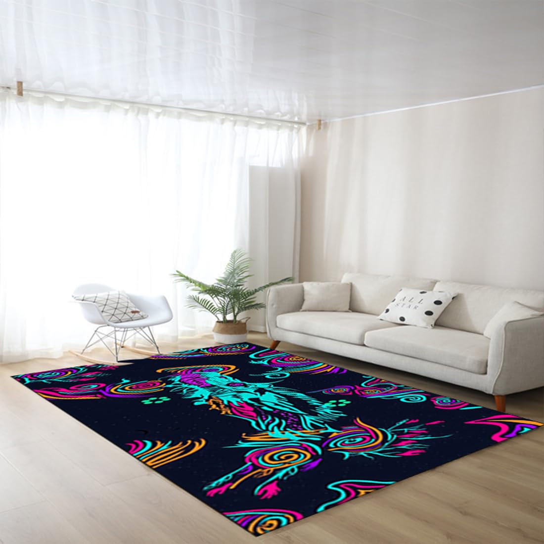 Shooting Game Skin Pattern Non-Slip Bedroom Area Rug,4x6ft Area Rugs,Medium Sized Indoor Rugs for Small Living Room, Kitchen, Bathroom, Modern Home Decor Ultrathin Carpet,Blue Pattern Black.