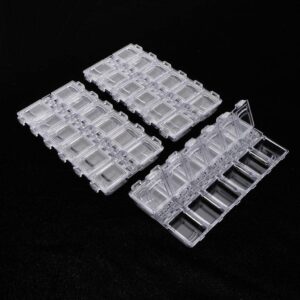 Luzhengyang 12 Slots Gemstone Storage Box Plastic Case - Jewelry Organizer with Clear Compartments for Beads, Nail Tips, and More - Plastic Container for Home and Office - Clear