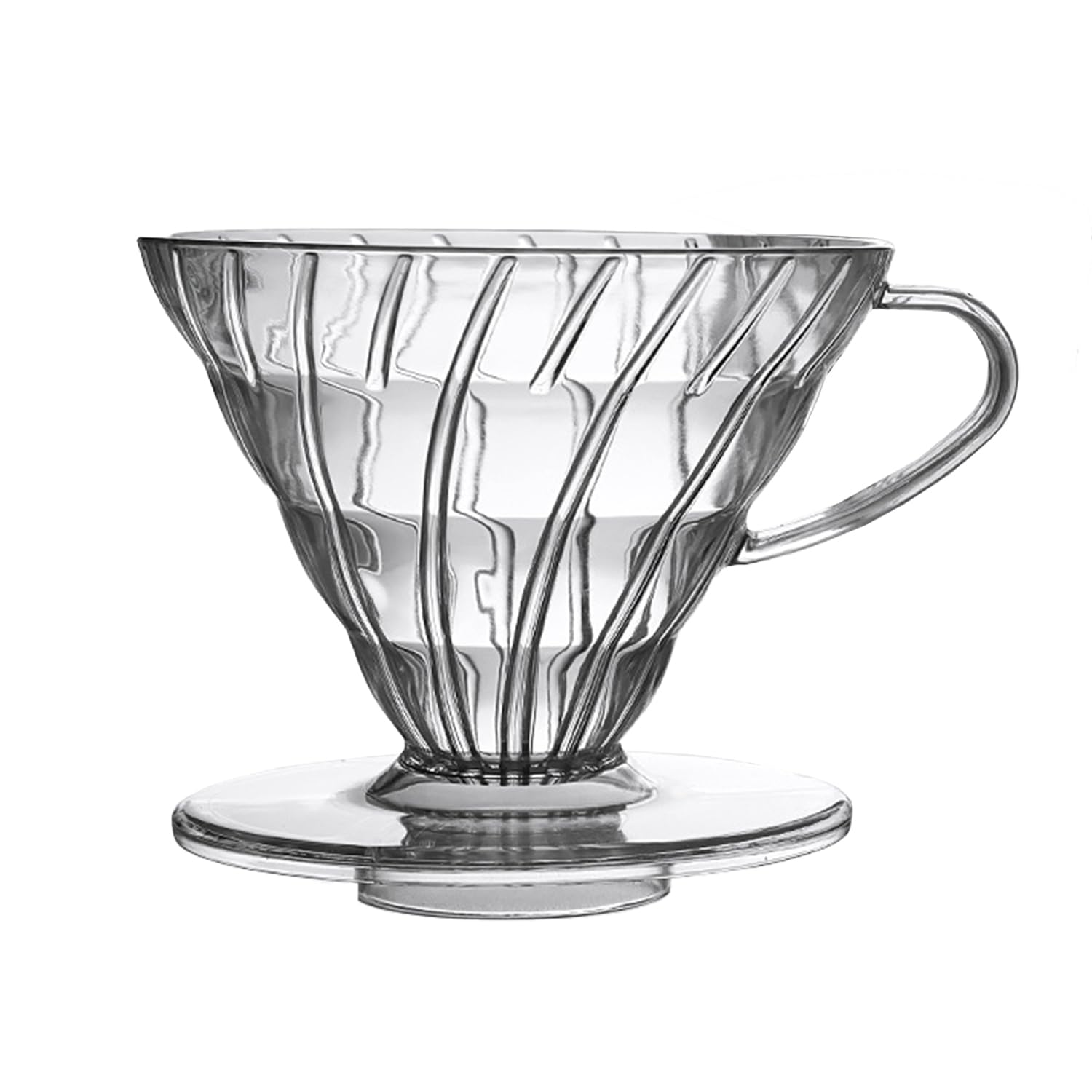 Marirao V60 Plastic Coffee Dripper,Pour Over Coffee Makers, (Clear, Large, 2-4Cups)