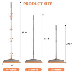 Multifunction Magic Broom, 54 Inch Adjustable Long Handle Silicone Floor Squeegee Broom, Sweep and Scrape 2 In 1 Household Cleaning Broom for Floor, Bathrooms, Kitchens, Showers, Tile, Pet Hair, Glass