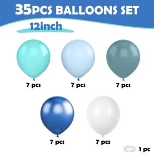 Under The Sea Balloons, 12 Inchs Turquoise Teal Blue Clear Metallic Balloons for Kids Ocean Shark Under The Sea Themed Pool Party Baby Shower Birthday Beach Decorations